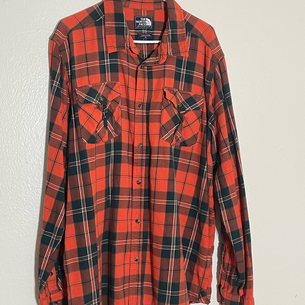 Orange The Northface Flannel Shirt Long Sleeve XL